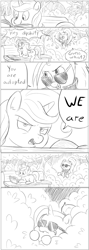 Size: 625x1754 | Tagged: safe, imported from derpibooru, oc, oc only, oc:dyx, oc:nyx, alicorn, adopted, alicorn oc, backfire, crying, didn't think this through, horn, monochrome, no u, shut down, sick burn, sunglasses, you're adopted