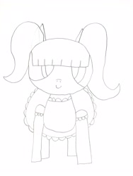 Size: 3024x4032 | Tagged: safe, artist:undeadponysoldier, imported from derpibooru, oc, oc only, oc:foalita, earth pony, pony, clothes, cute, dress, female, filly, goth, gothic lolita, pigtails, smiling, solo, traditional art