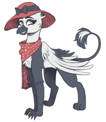 Size: 2000x2300 | Tagged: safe, artist:kikirdcz, imported from derpibooru, oc, oc only, oc:princess lycklig, griffon, equestria at war mod, chest fluff, clothes, female, griffon oc, hat, scarf, simple background, solo, transparent background