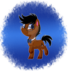 Size: 1600x1691 | Tagged: safe, artist:missbramblemele, artist:missmele-madness, imported from derpibooru, oc, oc only, oc:hydro, pony, my little pony: pony life, bowtie, deviantart watermark, g4.5, glasses, male, obtrusive watermark, solo, stallion, watermark