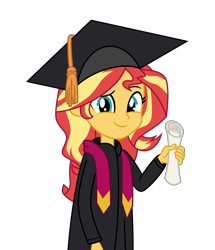 Size: 6008x7000 | Tagged: safe, artist:emeraldblast63, deleted from derpibooru, imported from derpibooru, sunset shimmer, equestria girls, cute, graduation, shimmerbetes, simple background, solo, transparent background