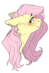 Size: 1242x1857 | Tagged: safe, artist:suplolnope, imported from derpibooru, fluttershy, pegasus, pony, blushing, bust, cheek fluff, cute, female, floppy ears, mare, portrait, profile, shyabetes, simple background, solo, white background