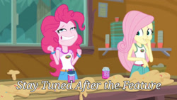 Size: 1820x1024 | Tagged: safe, artist:patricksiegler, edit, edited screencap, imported from derpibooru, screencap, fluttershy, pinkie pie, equestria girls, legend of everfree, legend of everfree - bloopers, camp everfree outfits, duo, faic