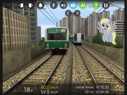 Size: 2048x1536 | Tagged: safe, artist:dashiesparkle, artist:dashiesparkle edit, edit, editor:topsangtheman, imported from derpibooru, derpy hooves, pegasus, pony, building, flying, hmmsim2, seoul, south korea, train