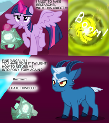 Size: 1600x1800 | Tagged: safe, edit, imported from derpibooru, grogar, twilight sparkle, alicorn, comic:bell's fall, bell, grogar's bell, spell, transformation, twilight sparkle (alicorn)