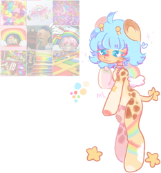 Size: 472x507 | Tagged: safe, artist:milklungs, imported from derpibooru, oc, oc only, oc:olivia (rigbythememe), pony, moodboard, pastel, rainbow, simple background, solo, stars, white background