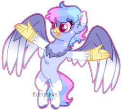 Size: 780x704 | Tagged: safe, artist:kurosawakuro, imported from derpibooru, oc, oc only, hippogriff, base used, female, interspecies offspring, magical lesbian spawn, offspring, outline, parent:gilda, parent:rainbow dash, parents:gildash, simple background, solo, transparent background, two toned wings, watermark, wings