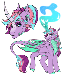 Size: 2500x3000 | Tagged: safe, artist:jeshh, imported from derpibooru, oc, oc only, oc:lucid vision, dracony, dragon, hybrid, pony, high res, interspecies offspring, magic, male, offspring, parent:princess flurry heart, parent:spike, parents:flurryspike, simple background, solo, white background