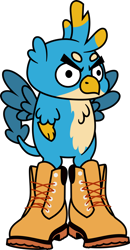 Size: 1000x1917 | Tagged: safe, artist:tentavamp, imported from derpibooru, gallus, griffon, absurd resolution, angry, boots, chibi, claws, clothes, cute, eyebrows, gallabetes, meme, shoes, simple background, solo, standing, timberland boots, transparent background, vector, wings