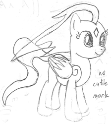 Size: 695x774 | Tagged: safe, artist:parclytaxel, imported from derpibooru, oc, oc only, oc:spindle, pegasus, pony, windigo, series:nightliner, ethereal mane, female, lineart, mare, monochrome, older, pencil drawing, ponified, smiling, solo, species swap, traditional art, transparent flesh, windigo oc, windigofied