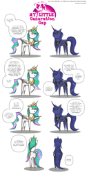 Size: 1698x3370 | Tagged: safe, artist:perfectblue97, imported from derpibooru, princess celestia, princess luna, alicorn, pony, butt, comic, female, mare, plot, pointy ponies, royal sisters