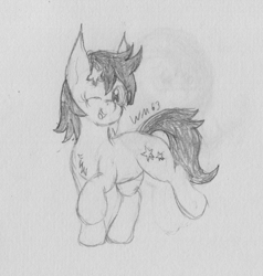 Size: 1836x1930 | Tagged: safe, artist:wapamario63, imported from derpibooru, seven seas, star dancer, earth pony, pony, my little pony: the manga, cute, dancing, female, mare, monochrome, one eye closed, solo, traditional art, wink