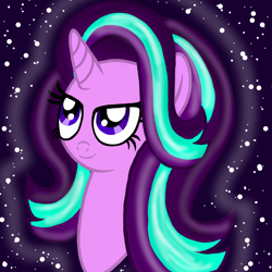 Size: 1000x1000 | Tagged: safe, artist:katya, imported from derpibooru, starlight glimmer, pony, unicorn, bust, female, portrait, solo, sparkles