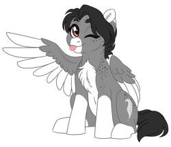 Size: 1024x881 | Tagged: safe, artist:azure-art-wave, imported from derpibooru, oc, oc only, oc:ghost quill, pegasus, pony, female, mare, simple background, solo, tongue out, transparent background, two toned wings, wings