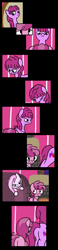 Size: 1800x7788 | Tagged: safe, artist:dinkyuniverse, imported from derpibooru, berry punch, berryshine, piña colada, ruby pinch, earth pony, pony, unicorn, comic:wine essence, comic, couch, female, filly, fireplace, foal, glare, grunt, grunting, house, mare