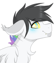 Size: 741x851 | Tagged: safe, artist:melodytheartpony, imported from derpibooru, oc, oc only, pegasus, pony, chest fluff, cute, ear fluff, fangs, heart eyes, male, markings, multicolored hair, rainbow hair, simple background, solo, stallion, transparent background, wingding eyes, ych result