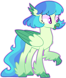 Size: 1240x1464 | Tagged: safe, artist:kurosawakuro, imported from derpibooru, oc, oc only, classical hippogriff, hippogriff, base used, female, interspecies offspring, magical lesbian spawn, offspring, outline, parent:princess skystar, parent:rainbow dash, simple background, solo, transparent background