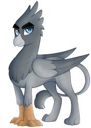 Size: 1590x2250 | Tagged: safe, artist:lisa jennifer, artist:lisajennifer, imported from derpibooru, oc, oc only, oc:vax, griffon, beak, feather, looking at you, reference, simple background, solo, standing, tail, talons, transparent background, wings