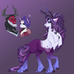 Size: 3000x3000 | Tagged: safe, alternate version, artist:bunnari, imported from derpibooru, lord tirek, rarity, oc, oc only, centaur, hybrid, cloven hooves, female, interspecies offspring, nose piercing, nose ring, offspring, parent:lord tirek, parent:rarity, parents:rarirek, piercing, ponytaur, rarirek, septum piercing, unshorn fetlocks