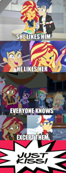 Size: 766x2004 | Tagged: safe, artist:mlpfan3991, edit, edited screencap, imported from derpibooru, screencap, flash sentry, sunset shimmer, cheer you on, eqg summertime shorts, equestria girls, equestria girls series, good vibes, holidays unwrapped, spring breakdown, spoiler:eqg series (season 2), caption, comic, female, flashimmer, image macro, male, shipping, straight, text