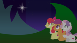 Size: 1920x1080 | Tagged: safe, artist:thunder-blur, imported from derpibooru, apple bloom, scootaloo, sweetie belle, earth pony, pegasus, pony, unicorn, cutie mark crusaders, lineless, no pupils, older, older apple bloom, older scootaloo, older sweetie belle, simple background, wallpaper