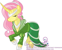 Size: 1024x828 | Tagged: safe, artist:lunarcombustion, imported from derpibooru, fluttershy, pony, unicorn, leak, spoiler:g5, clothes, curved horn, dress, eyes closed, female, fluttershy (g5 concept leak), fluttershy (g5), g5, g5 concept leak style, g5 concept leaks, hoof shoes, horn, jewelry, mare, necklace, raised hoof, redesign, simple background, solo, tiara, transparent background, unicorn fluttershy