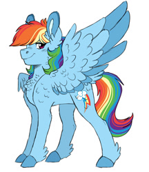 Size: 1200x1386 | Tagged: safe, artist:artistcoolpony, imported from derpibooru, rainbow dash, pegasus, pony, backwards cutie mark, female, hooves, mare, simple background, smiling, solo, spread wings, white background, wings