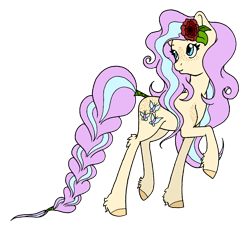 Size: 1611x1510 | Tagged: safe, artist:aurorastar1, imported from derpibooru, fluttershy, earth pony, pony, leak, spoiler:g5, braided tail, earth pony fluttershy, female, flower, flower in hair, fluttershy (g5 concept leak), fluttershy (g5), g5, g5 concept leak style, g5 concept leaks, hooves, mare, raised hoof, redesign, simple background, solo, transparent background