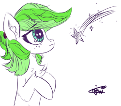 Size: 1820x1600 | Tagged: safe, artist:mjsw, imported from derpibooru, oc, oc only, oc:lime mane the third, pony, sketch, solo, wip