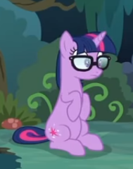 Size: 189x240 | Tagged: safe, imported from derpibooru, screencap, sci-twi, twilight sparkle, pony, unicorn, equestria girls, equestria girls series, spring breakdown, spoiler:eqg series (season 2), cropped, equestria girls ponified, female, glasses, ponified, sitting, solo, unicorn sci-twi