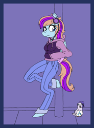 Size: 2207x3000 | Tagged: safe, artist:supra80, imported from derpibooru, rarity, oc, oc only, oc:bittersweet, anthro, bird, pegasus, pigeon, unguligrade anthro, clothes, female, headphones, hoodie, jeans, pants, photoshop, solo