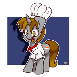 Size: 1500x1500 | Tagged: safe, artist:lou, imported from derpibooru, oc, oc only, oc:bouquet garni, pony, unicorn, chef, chef's hat, cook, hat, solo