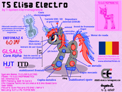 Size: 2048x1556 | Tagged: safe, artist:wvdr220dr, imported from derpibooru, oc, oc:elisa electromagnetice, pony, robot, robot pony, unicorn, artificial intelligence, battery, electromagnet, female, imfomaz os, machine, mare, metal, polarity, romania