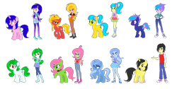 Size: 2853x1438 | Tagged: safe, artist:lumi-infinite64, artist:rainbow15s, artist:selenaede, imported from derpibooru, oc, alicorn, earth pony, elemental, pegasus, unicorn, equestria girls, accessories, accessory, alicorn oc, base used, boots, clothes, earth pony oc, gradient clothes, high heel boots, high heels, horn, jewelry, necklace, pegasus oc, shoes, simple background, sneakers, transparent background, unicorn oc