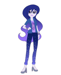 Size: 560x687 | Tagged: safe, artist:lumi-infinite64, artist:selenaede, imported from derpibooru, oc, oc only, oc:galaxy shine, equestria girls, base used, clothes, ethereal mane, galaxy mane, gradient clothes, high heels, shoes, simple background, solo, transparent background