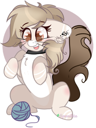 Size: 2165x2881 | Tagged: safe, artist:2pandita, imported from derpibooru, oc, oc only, cat, cat pony, original species, pony, female, mare, solo, yarn, yarn ball