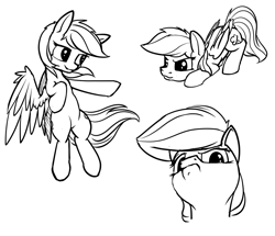 Size: 1200x1033 | Tagged: safe, artist:dacaoo, imported from derpibooru, rainbow dash, pegasus, pony, black and white, female, grayscale, lineart, mare, monochrome, solo