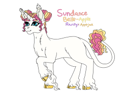 Size: 1280x922 | Tagged: safe, artist:bizaardwolf, imported from derpibooru, oc, oc only, oc:sundance belle-apple, classical unicorn, pony, unicorn, cloven hooves, female, leonine tail, magical lesbian spawn, mare, neck fluff, offspring, parent:applejack, parent:rarity, parents:rarijack, simple background, solo, transparent background, unshorn fetlocks