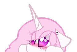 Size: 880x600 | Tagged: safe, artist:mcwolfity, imported from derpibooru, princess celestia, alicorn, pony, blushing, bust, cewestia, eye clipping through hair, female, filly, filly celestia, pink-mane celestia, simple background, solo, transparent background, younger