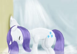 Size: 1024x717 | Tagged: safe, artist:rockhoppr3, imported from derpibooru, rarity, pony, unicorn, crying, female, gritted teeth, sad, shower, solo, unshorn fetlocks, wet, wet mane, wet mane rarity