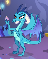 Size: 587x726 | Tagged: safe, imported from derpibooru, screencap, princess ember, dragon, triple threat, cropped, dragoness, female, gem, looking at something, solo