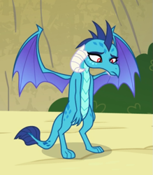 Size: 547x625 | Tagged: safe, imported from derpibooru, screencap, princess ember, dragon, triple threat, cropped, dragoness, female, sad, solo, spread wings, wings