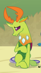 Size: 392x702 | Tagged: safe, imported from derpibooru, screencap, thorax, changedling, changeling, triple threat, cropped, cute, king thorax, male, offscreen character, sad, sitting, solo, thorabetes