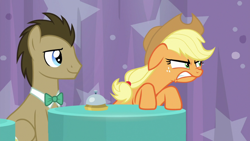 Size: 1920x1080 | Tagged: safe, imported from derpibooru, screencap, applejack, doctor whooves, time turner, a trivial pursuit