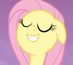 Size: 1043x937 | Tagged: safe, imported from derpibooru, screencap, fluttershy, pegasus, pony, fame and misfortune, cropped, cute, eyes closed, female, floppy ears, grin, mare, shyabetes, smiling, solo