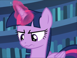 Size: 1240x941 | Tagged: safe, imported from derpibooru, screencap, twilight sparkle, alicorn, pony, fame and misfortune, annoyed, cropped, female, glowing horn, horn, solo, twilight sparkle (alicorn)