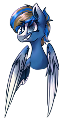 Size: 1301x2424 | Tagged: safe, artist:mcwolfity, imported from derpibooru, oc, oc only, pegasus, pony, bust, cute, female, grin, mare, ocbetes, pegasus oc, simple background, smiling, solo, transparent background, wings