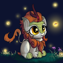 Size: 1800x1800 | Tagged: safe, alternate version, artist:rocket-lawnchair, imported from derpibooru, autumn blaze, kirin, :p, awwtumn blaze, cute, female, ponyloaf, prone, solo, tongue out, weapons-grade cute