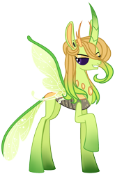 Size: 1193x1803 | Tagged: safe, artist:eonionic, imported from derpibooru, queen chrysalis, changedling, changeling, a better ending for chrysalis, female, green changeling, purified chrysalis, simple background, solo, transparent background