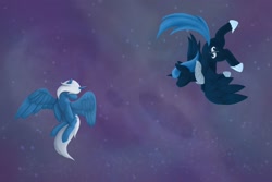 Size: 1920x1280 | Tagged: safe, artist:lawra, artist:lawrachan, imported from derpibooru, oc, oc:sapphire sky, alicorn, alicorn oc, duel, paint, painting, stars